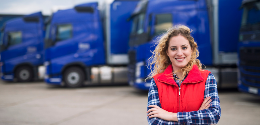 vrouwelijke vrachtwagenchauffeur